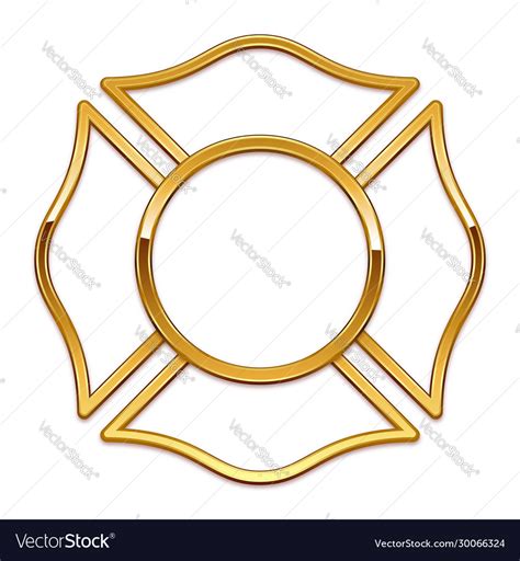 The fire department logo is called the maltese cross. Blank fire department logo base gold trim only Vector Image