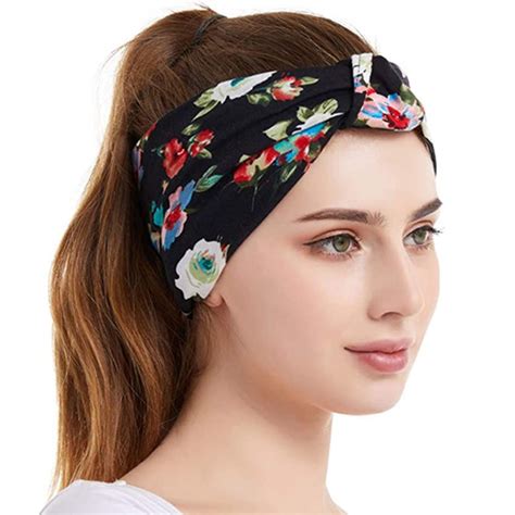2020 Latest Design Fashion Boho Floral Twisted Knot Headband Wide