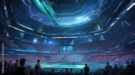 High Tech Sports Arena For A Futuristic Sports League Complete With