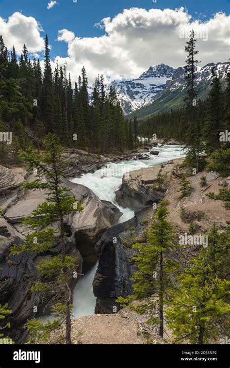 Mistaya Canyon Waterfall Banff National Park Alberta Canada Stock