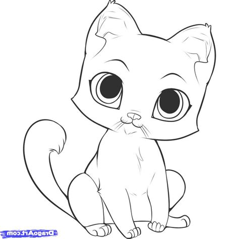 Simple Cat Face Drawing Sketch Coloring Page