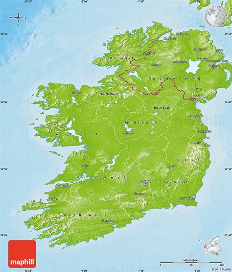 Physical Map Of Ireland