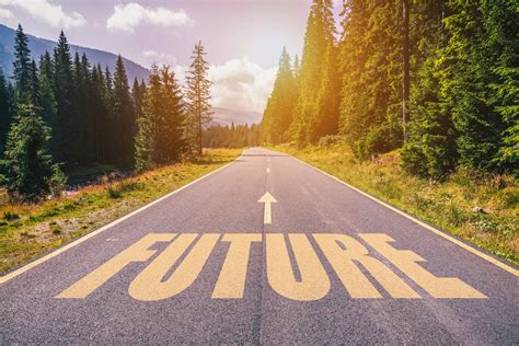 Future text on road against asphalt background in nature. - Decker ...