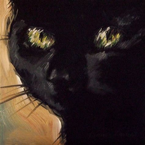 Paintings From The Parlor Impressionist Style Black Cat Painting By
