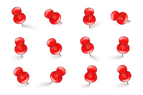 Premium Vector Realistic Red Push Pins Board Tacks Isolated On White