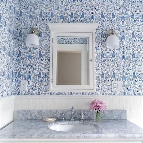 Nethercote Blue Wallpaper Living Room Powder Room Wallpaper Thibaut