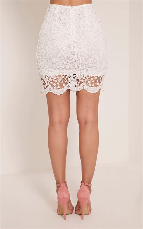 millicent white crochet lace mini skirt prettylittlething