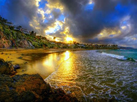 Cresent Bay Beach At Sunset Usa Ocean 2560x1600 Hd Wallpaper 1577473