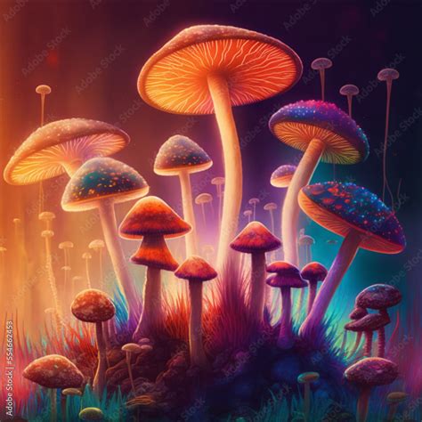 ภาพประกอบสต็อก Psilocybin Mushrooms Drawing Of Magic Mushrooms Golden
