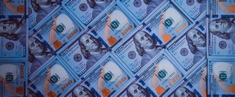 The Background Of A One Hundred Dollar Bill Style Blue Stock Photo