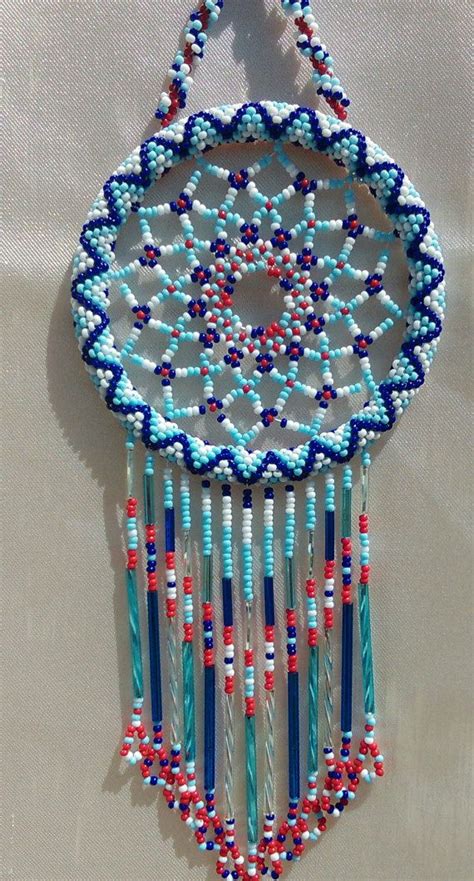 Tennessee Titans Red White And Blue Czech Glass Beaded Dream Catcher