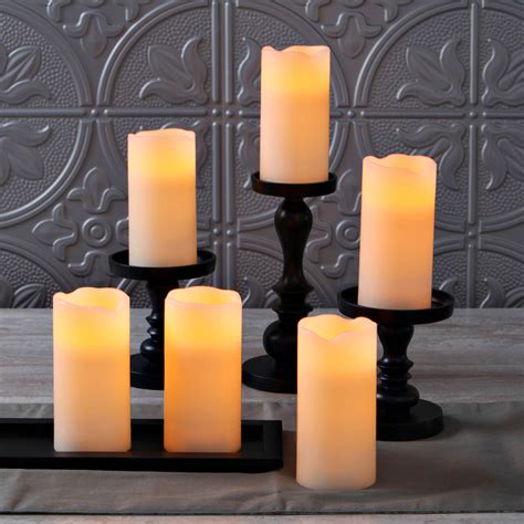 Flameless Candles Pillar Candles Ivory Melted Edge