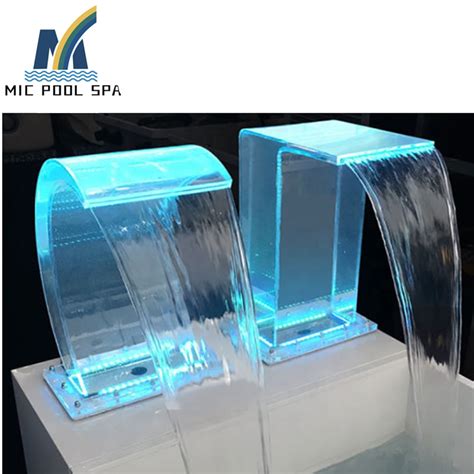Acrylic Pool Waterfall Fountain Cadcade Spillway With Led Light