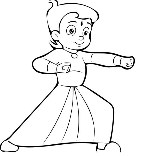 Bheem Cartoon Chota Drawing Coloring Pages Kids Drawings Characters