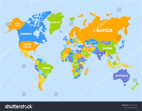 World Map Complete All Countries Names Stock Vector Royalty Free