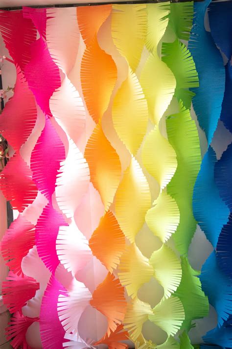 Fringed Rainbow Crepe Paper Backdrop This Photos So Beautifully It