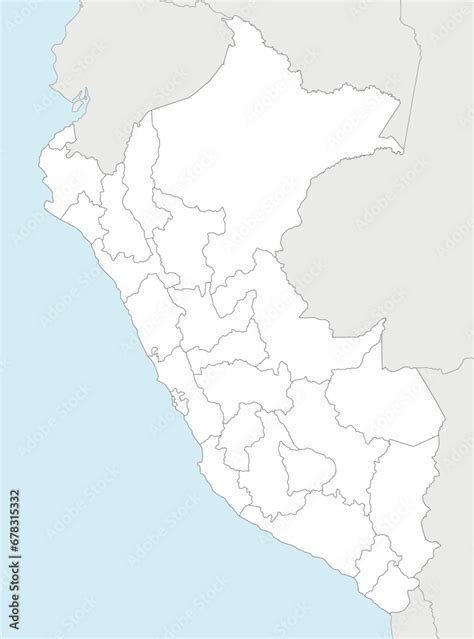 Vector Blank Map Of Peru With Departments Provinces And Administrative Divisions And