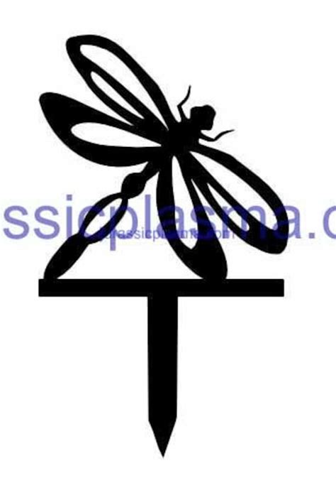 Dxf Cnc Dxf Svg Vector Dragonfly Cattails Garden Stakes Cut Ready