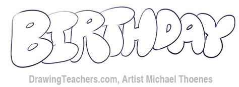 Bubble Letters Birthday In Bubble Style Graffiti Letters