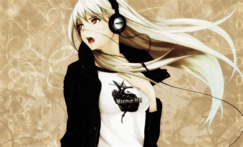 Anime Girl Blonde Headphones Hd Wallpaper Wallpaper Full Hd