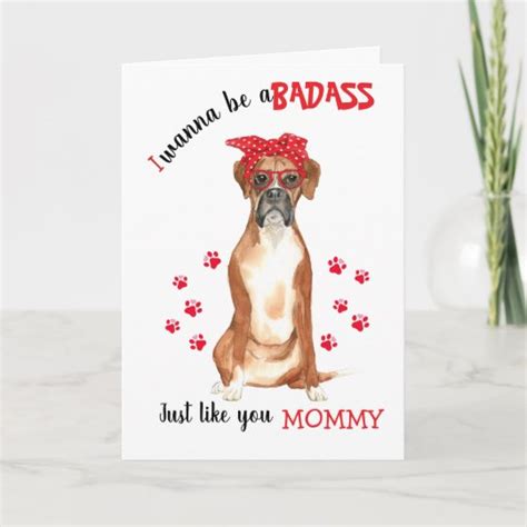 Happy Mothers Day Badass Your Boxer Dog Card Au