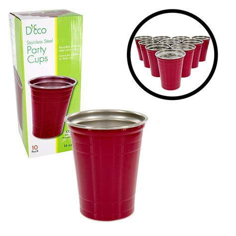 Stainless Steel Party Cups Unbreakable Solo Cups 16 Oz 10 Pack By D