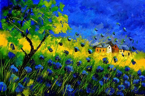 Blue Wild Flowers Painting By Pol Ledent Fine Art America