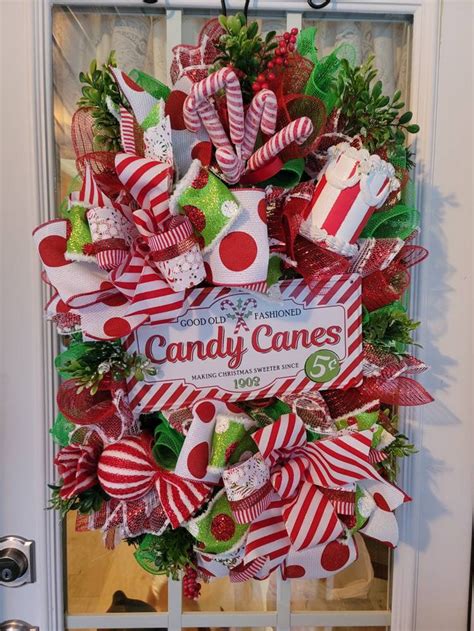 Candy Cane Christmas Wreath Candy Cane Lane Wreath Candy Cane Decor