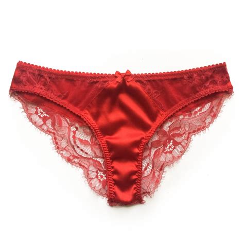 Silk Red Panties Red Lace Panties Lace Brief Red Lingerie