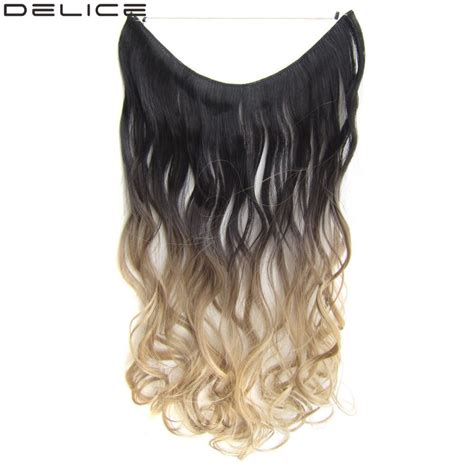 Delice Ombre Curly Hair Extensions Invisible Wire Long Thin Hairpiece