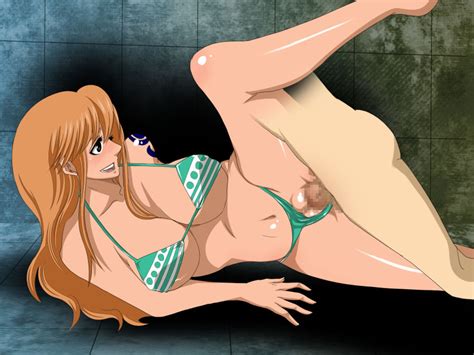 Nami One Piece One Piece Highres Bikini Censored Orange Hair Sex Spooning Swimsuit