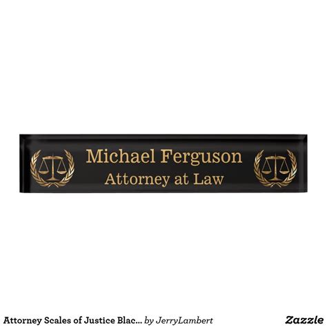 Attorney Scales Of Justice Black And Gold Name Plate