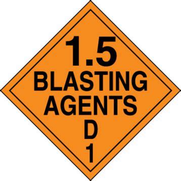 Hazard Class 1 Explosives Blasting Agents 1 5D DOT Placard MPL134