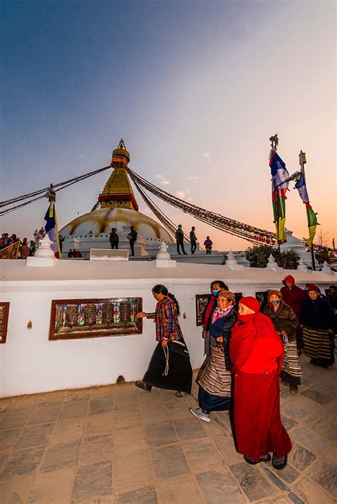 Buddhist Pilgrims Circumambulate The Massive Boudhanath Stupa The Largest Stupa In Nepal And