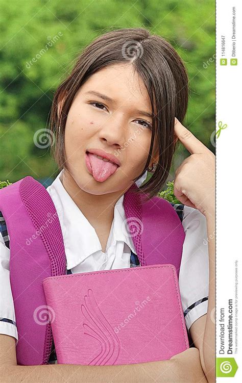 Cute Female Student Making Funny Faces Stock Image Image Of