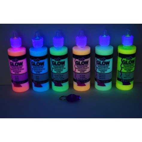 4 Ounce Set Glow In The Dark Luminous Fluorescent Fabric Paint With Uv