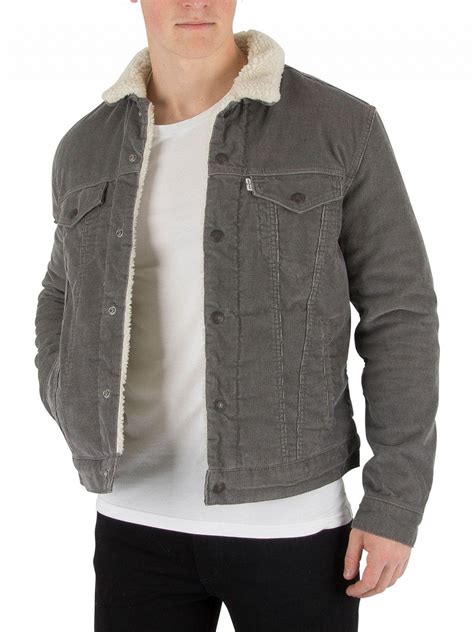 Levis Cotton Pewter Cord Type 3 Sherpa Trucker Jacket In Grey For Men