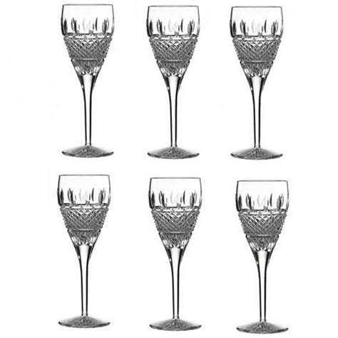 set of six waterford crystal wine glasses with cut panels british 20th century glass