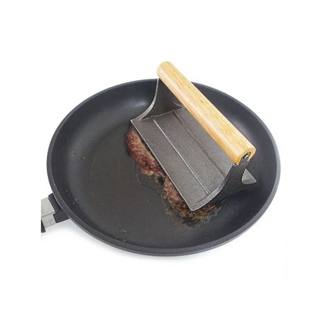 Cast Iron Bacon Press With Wood Handle