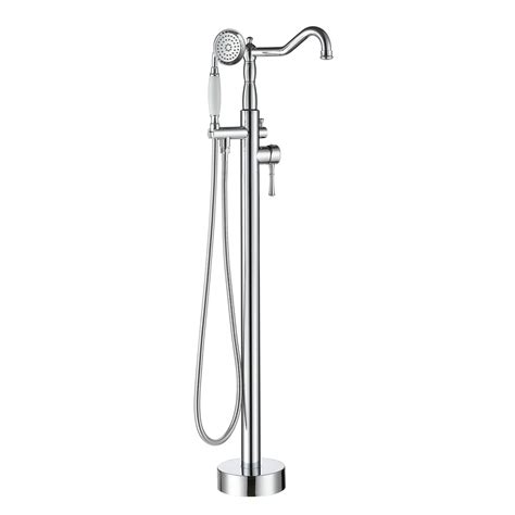 Classical Freestanding Bathtub Faucet With Hand Shower Hand In Chrome
