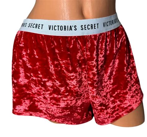 victorias secret red crushed velvet sleep shorts logo band size large 11 86 picclick
