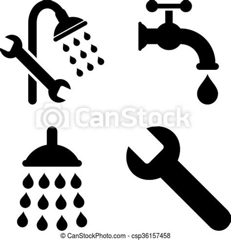 Plumbing Tools Flat Vector Icons Plumbing Tools Vector Icons Style Is