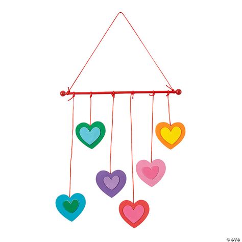 Rainbow Hanging Heart Mobile Craft Kit Makes 6 Oriental Trading