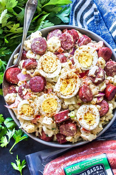 This is a great sausage to make with elk! Keto "Potato" Salad with Smoked Sausage - Cast Iron Keto