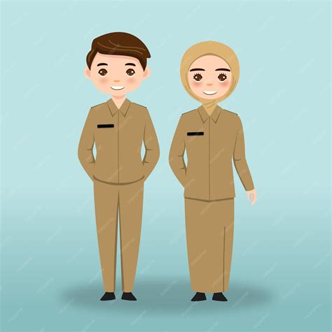 Premium Vector Indonesian Civil Servant Character Illustration