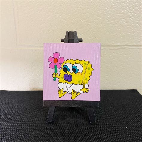 Baby Spongebob Painting Spongebob Squarepants Mini Canvas Etsy