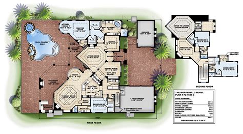South Florida Designs Tuscan Luxury 2 Story House Plan
