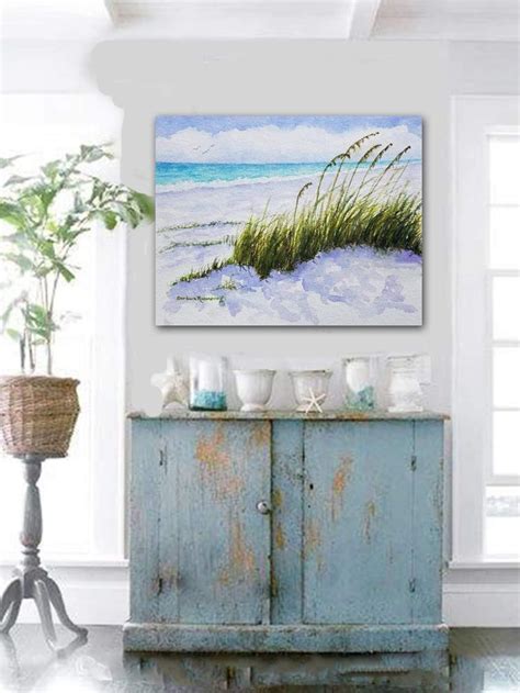 Peaceful Beach Sand Dunes And Sea Oats Watercolor Painting Etsy