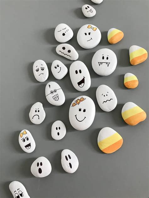 Diy Painted Ghost Rocks For Halloween Easy Crafts For Kids The
