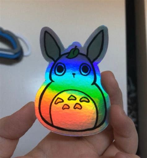 Cute Holographic Anime Rabbit Sticker Derpy Anime Rabbit Etsy